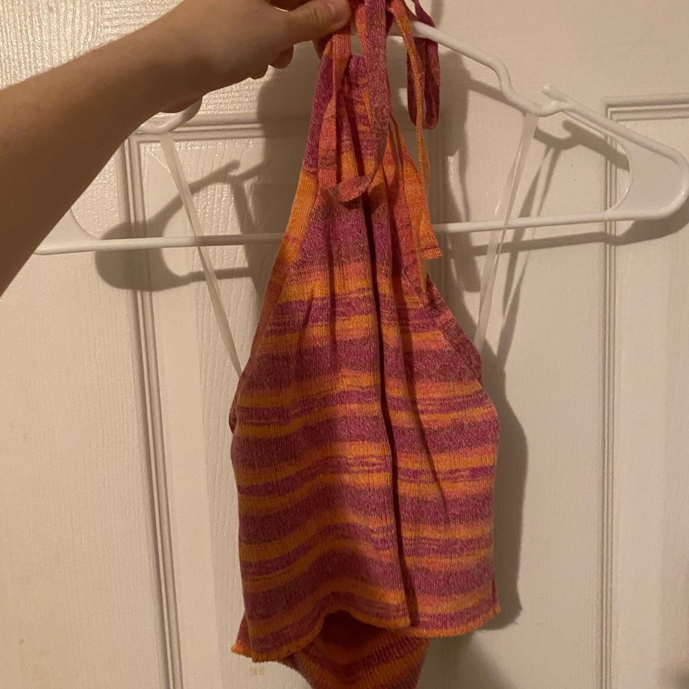 pink and orange halter tank top